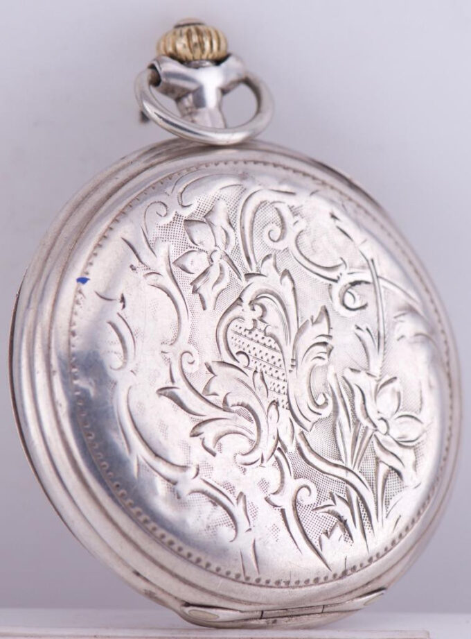 Antique Invar Pocket Watch Art-Nouveau Silver Engraved Case Tsar Nicholas II