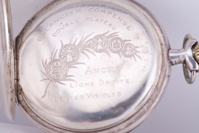 Antique Invar Pocket Watch Art-Nouveau Silver Engraved Case Tsar Nicholas II