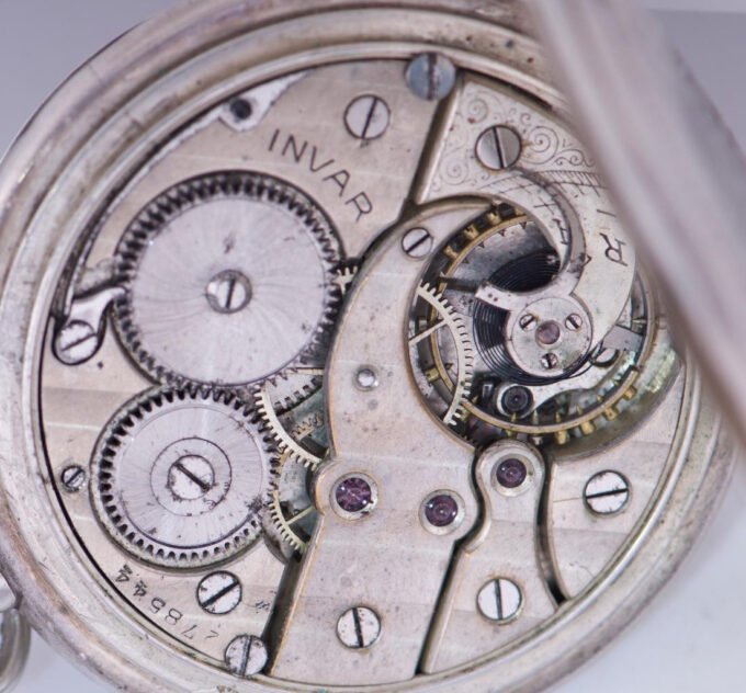 Antique Invar Pocket Watch Art-Nouveau Silver Engraved Case Tsar Nicholas II