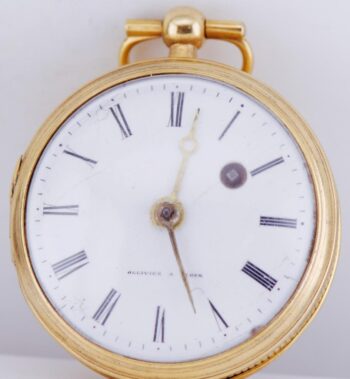 Antique French Verge Fusee Pocket Watch – Memento Mori Skull Gilt Silver Enamel