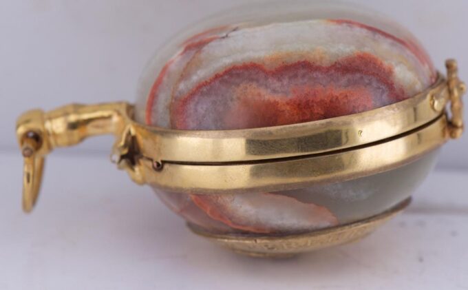 Antique Verge Fusee Ball Shape Agate Hard Stone Pocket Watch Napoleon I Era 1810