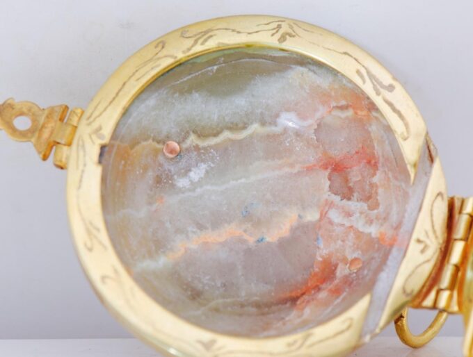 Antique Verge Fusee Ball Shape Agate Hard Stone Pocket Watch Napoleon I Era 1810