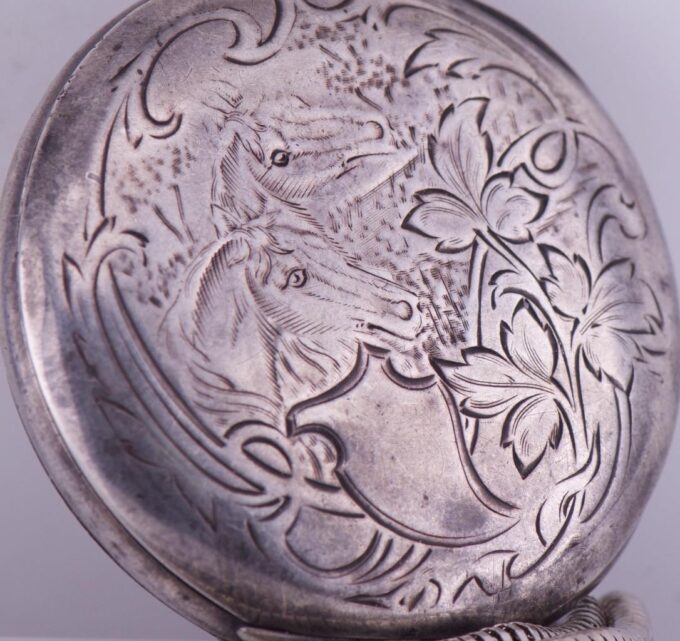 Antique Imperial Officer's Award Omega Silver Pocket Watch-Nicholas II on Horse