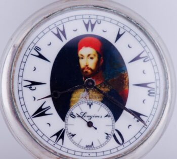 Antique Longines Pocket Watch for Ottoman Market-Enamel Dial Portrait of Sultan