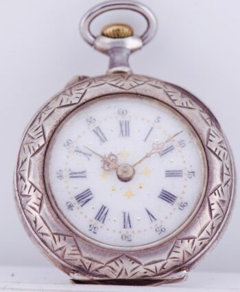 Imperial Russ Ladies Pocket Pendant Watch-Empress Alexandra Monogram Silver Case