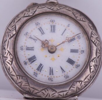 Imperial Russ Ladies Pocket Pendant Watch-Empress Alexandra Monogram Silver Case