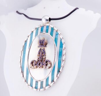 Antique Imperial Royal Award Silver Enamel Gold Sapphire Pendant Medallion c1891