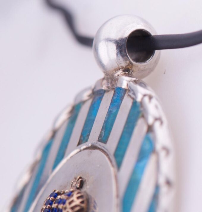 Antique Imperial Royal Award Silver Enamel Gold Sapphire Pendant Medallion c1891