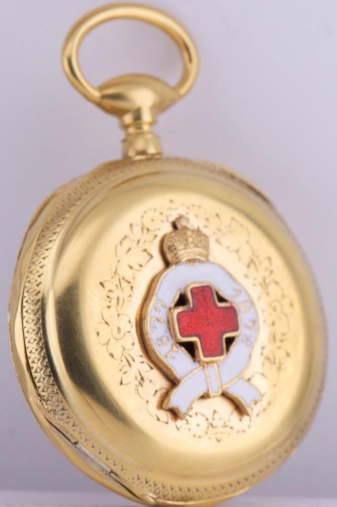 Antique Pocket Watch Doctor Award Gilt Silver Enamel Case Russo-Turkish War 1877
