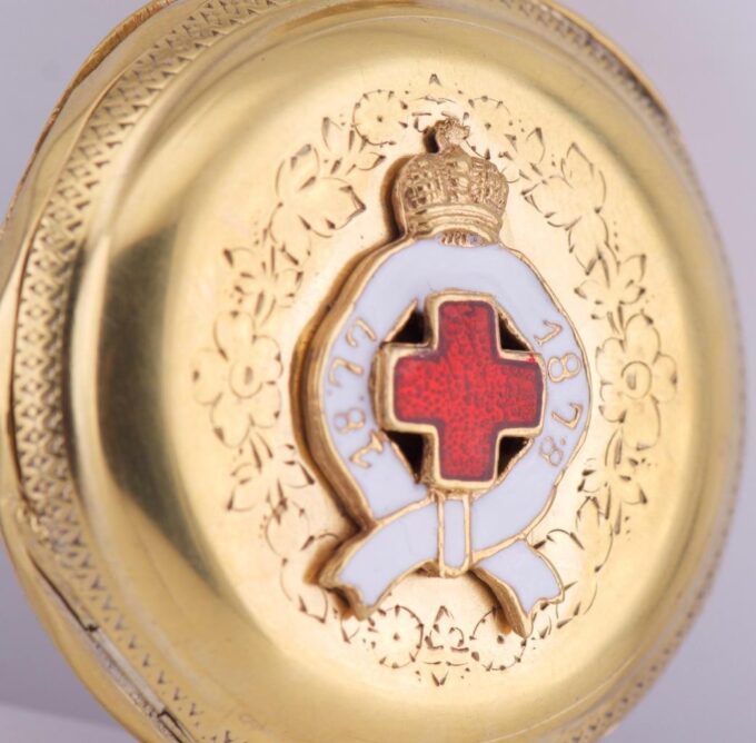 Antique Pocket Watch Doctor Award Gilt Silver Enamel Case Russo-Turkish War 1877