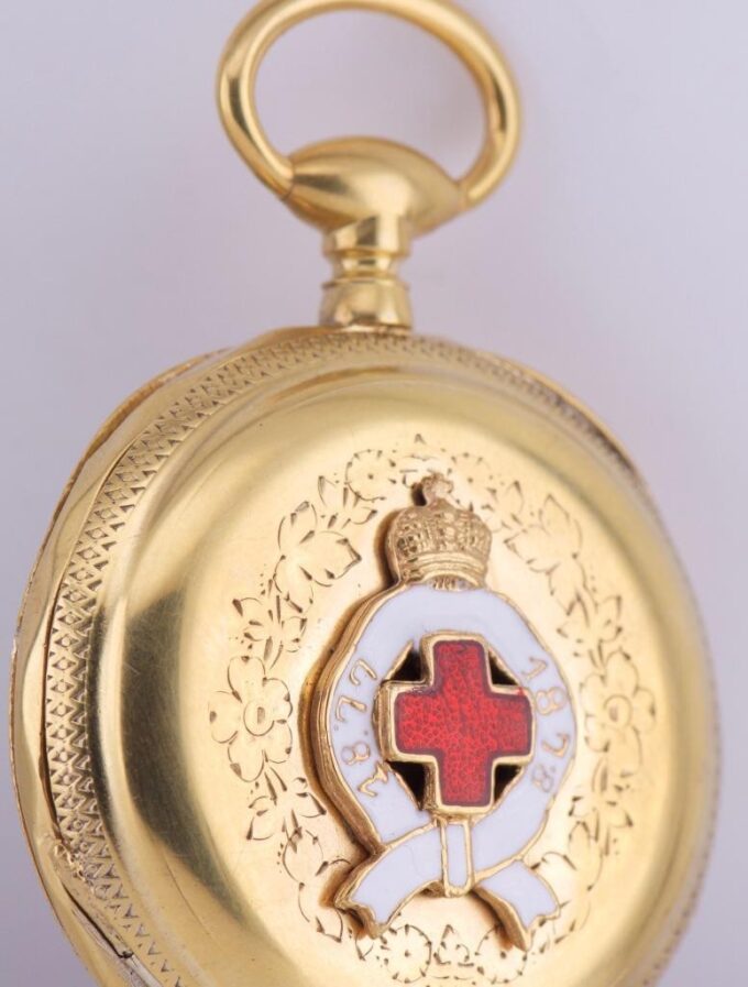 Antique Pocket Watch Doctor Award Gilt Silver Enamel Case Russo-Turkish War 1877