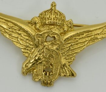 Rare WWII Bulgarian Royal military pilots ace award 18k gold plated silver badge