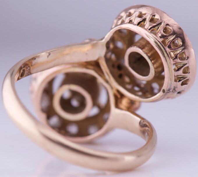 Antique Victorian Love Ladies Ring Toi et Moi 14k Gold 1.2ct Diamonds c1890's