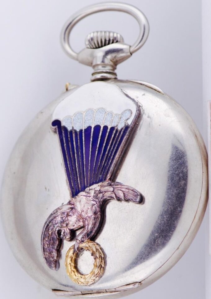 Antique WWII Era Military Japy Freres Paratrooper's Award Pocket Watch c1939
