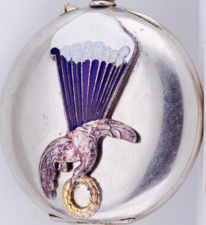 Antique WWII Era Military Japy Freres Paratrooper's Award Pocket Watch c1939