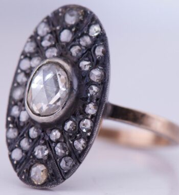 Antique Victorian Ladies Ring 14k Gold and 2ct Old Rose Cut Diamond c1870's