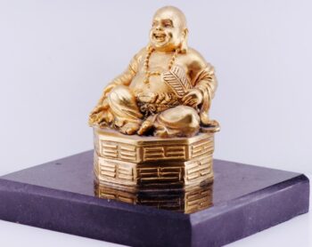 Antique Desk Clock Chinese Qing Dynasty Buddha Figure Gilt Bronze Verge Fusee