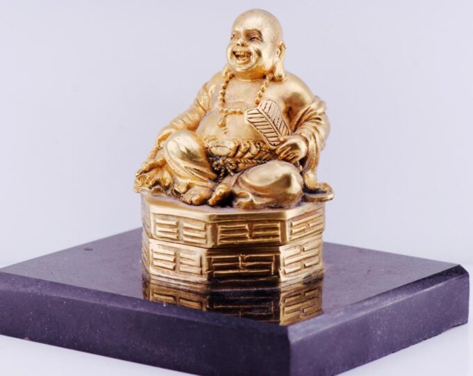 Antique Desk Clock Chinese Qing Dynasty Buddha Figure Gilt Bronze Verge Fusee