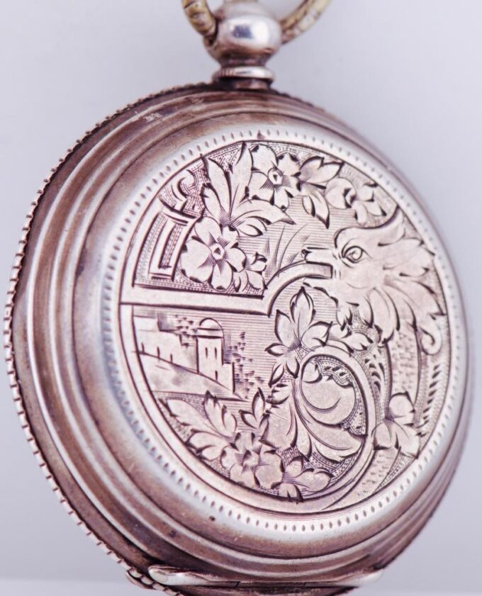 Antique Zenith Billodes Silver Pocket Watch for Ottoman Market Full Hunter Case