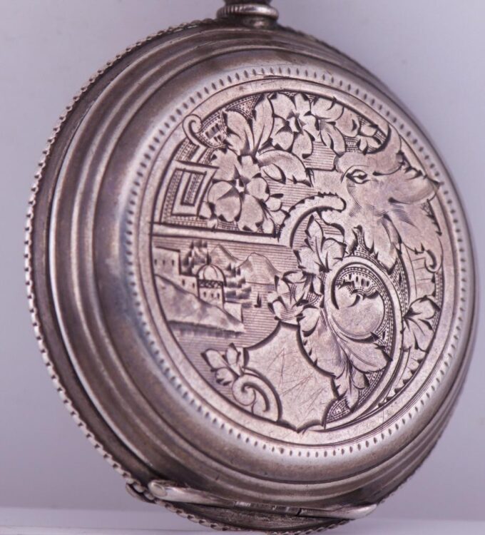Antique Zenith Billodes Silver Pocket Watch for Ottoman Market Full Hunter Case