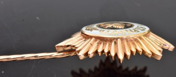 Antique Faberge Tsar Award Pin 14k Gold Eenamel Star of The Order of St.Andrew