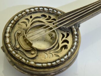 Imperial Russ Silvered Malachite Mandolin Box for Pocket Watch-Masonic c1880's
