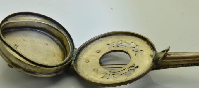 Imperial Russ Silvered Malachite Mandolin Box for Pocket Watch-Masonic c1880's