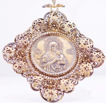 Vintage Orthodox Christian Pendant Hand Made Filigree 1000 Purity Silver Gilt