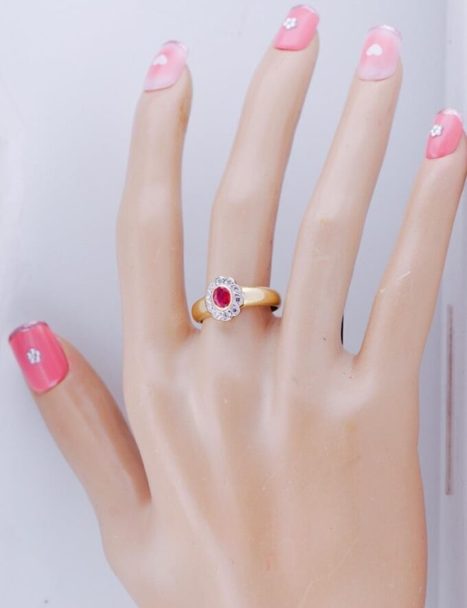 Antique French Art Deco Chaumet Ruby & Diamond 18k Gold Ring c1930s Original Box