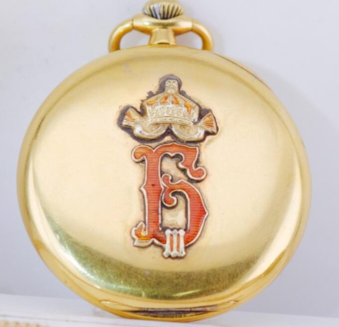 Antique Longines Pocket Watch Gilt Enamel Bulgarian Royal Award WWI Era Boxed