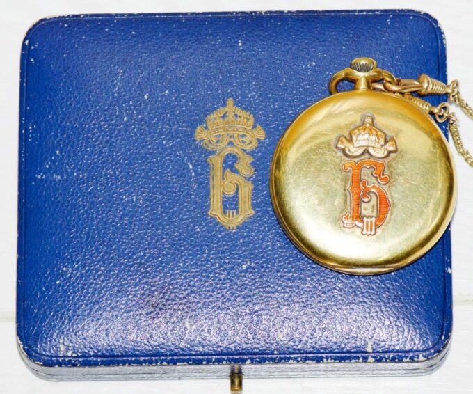 Antique Longines Pocket Watch Gilt Enamel Bulgarian Royal Award WWI Era Boxed