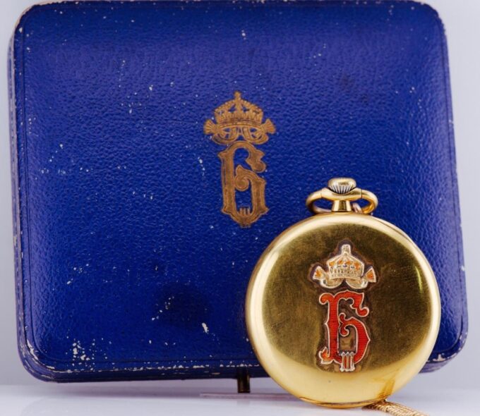 Antique Longines Pocket Watch Gilt Enamel Bulgarian Royal Award WWI Era Boxed