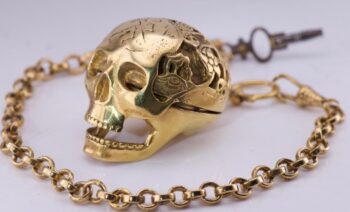 Antique French LEROY Pocket Watch Verge Fusee Skull Gilt Ormolu Case c1750's