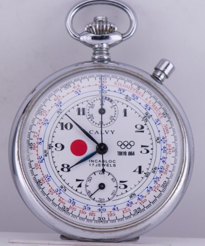 RARE Vintage Calvy Olympic Chronograph Pocket Watch for Tokyo 1964 Olympic Games