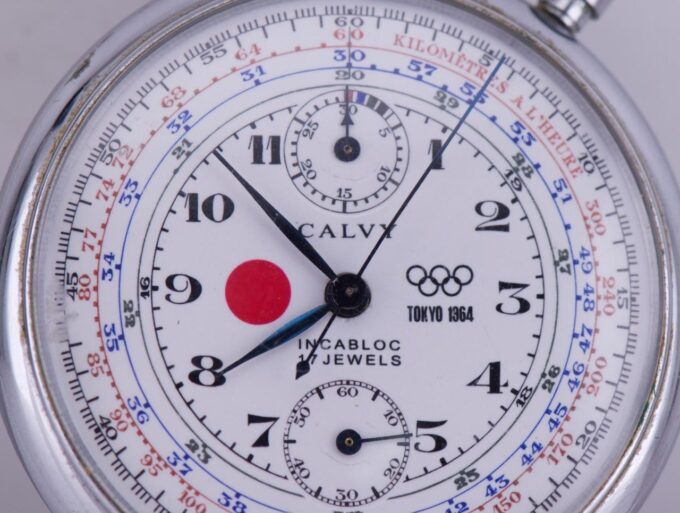 RARE Vintage Calvy Olympic Chronograph Pocket Watch for Tokyo 1964 Olympic Games