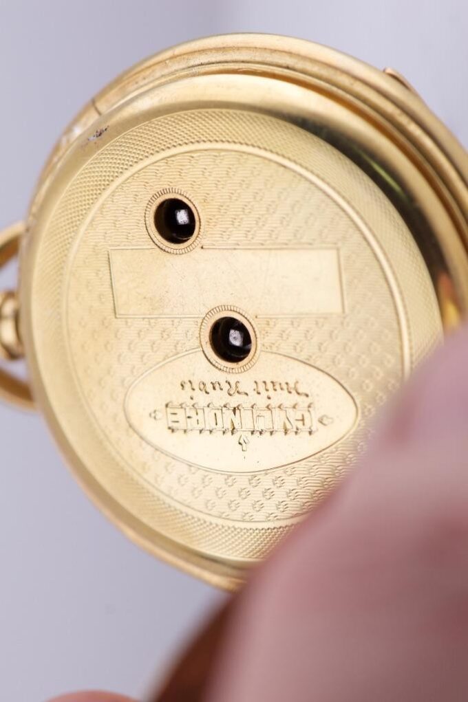 Antique Victorian Era “Memento Mori” Pocket Watch Gold-Plated Silver Case c1850