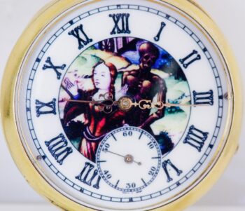 Antique Victorian Gilt Silver Pocket Watch – Memento Mori Ouroboros Skull 1890s