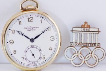Antique Jules Jürgensen 14k Gold Enamel Pocket Watch 1936 Berlin Olympic Game