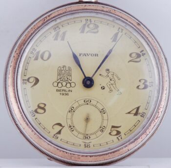 Antique Award Silver Pocket Watch for 1936 Berlin Olympic Game Football Prize