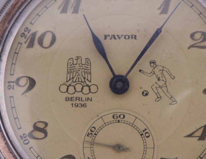 Antique Award Silver Pocket Watch for 1936 Berlin Olympic Game Football Prize