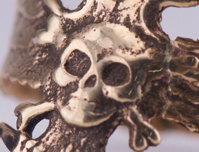 Antique Imperial Faberge WWI 14k Gold Pilot Skull Ring 19th Death Glory Regiment