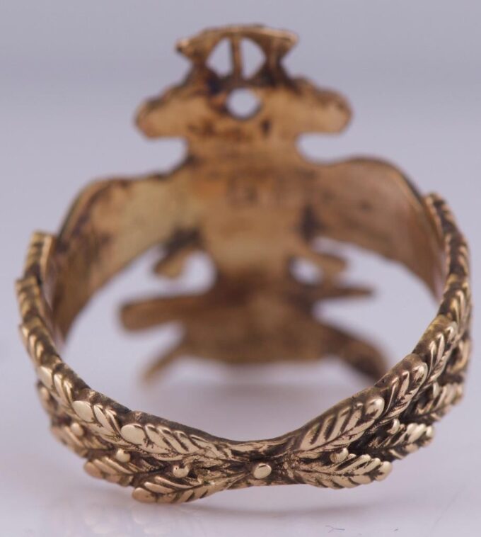 Antique Imperial Faberge WWI 14k Gold Pilot Skull Ring 19th Death Glory Regiment
