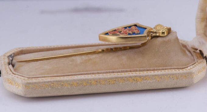 Antique Empire Faberge Tsar Nicholas II Monogram Lapel Pin Brooch c1890's