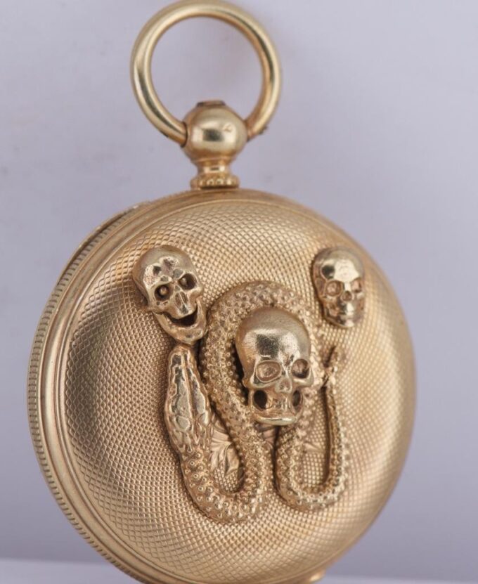 Antique French 18k Gilt Silver Pocket Watch – Memento Mori Skull ...