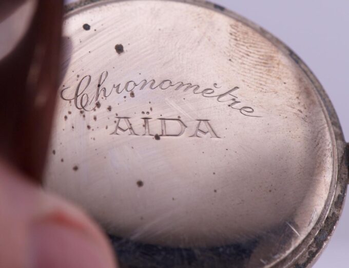 WWI German Military Pilot's Pocket Watch Chronometre Aida-Aircraft Enamel Dial