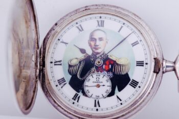 Antique Silver Omega Grand Prix Pocket Watch-Chinese General Chiang Kai Shek