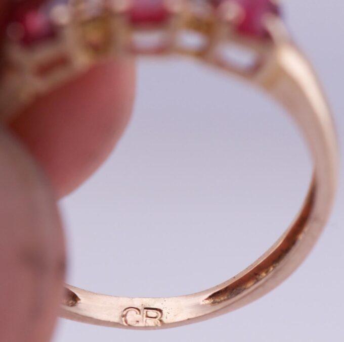 Antique Art-Deco Carl Bucherer Ring 14k Gold Diamonds and Natural Ruby c1930's