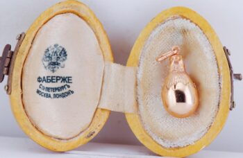 Imperial Era Faberge Easter Egg with Hatched Baby Chicken Pendant 14k Gold c1890