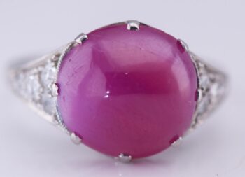 Antique French Art-Deco Ring Lucien Gaillard Platinum Diamonds 6.5ct Ruby c1930