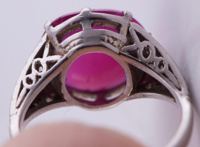 Antique French Art-Deco Ring Lucien Gaillard Platinum Diamonds 6.5ct Ruby c1930